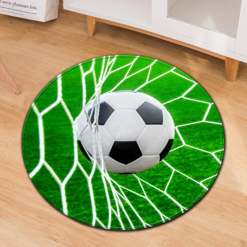 Commercial Printing Format - Alfombra redonda con tema de fútbol,